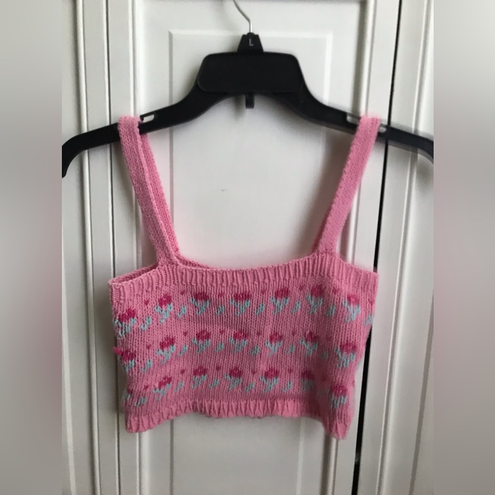 TACH Pink and Blue Knit Crop Top